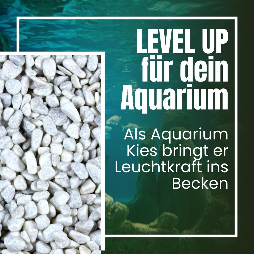 Kieselsteine Garten Zierkies Weiß 7-15 mm 25 kg Aquarium Kies Carrara Marmorkies Dekostein Weiße Kieselsteine Zierstein Marmor Kies Weiß Gabionen Steine