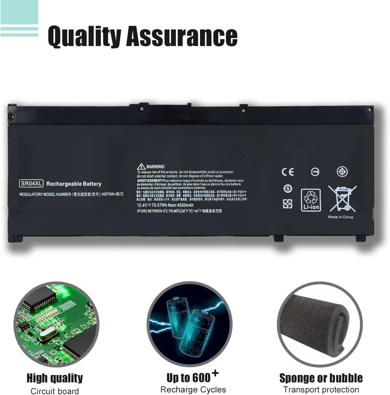 15.4V 70.07Wh SR04XL Batterie pour ordinateur portable HP Omen 2018 15-CE 15T-CE 15-DC 15T-DC 17-CB 17T-CB ZBook 15v G5 Pavilion 15-CB 15T-CB 15-ce000nf ce002ng ce003nf ce005nf ce005nf g ce007 Série