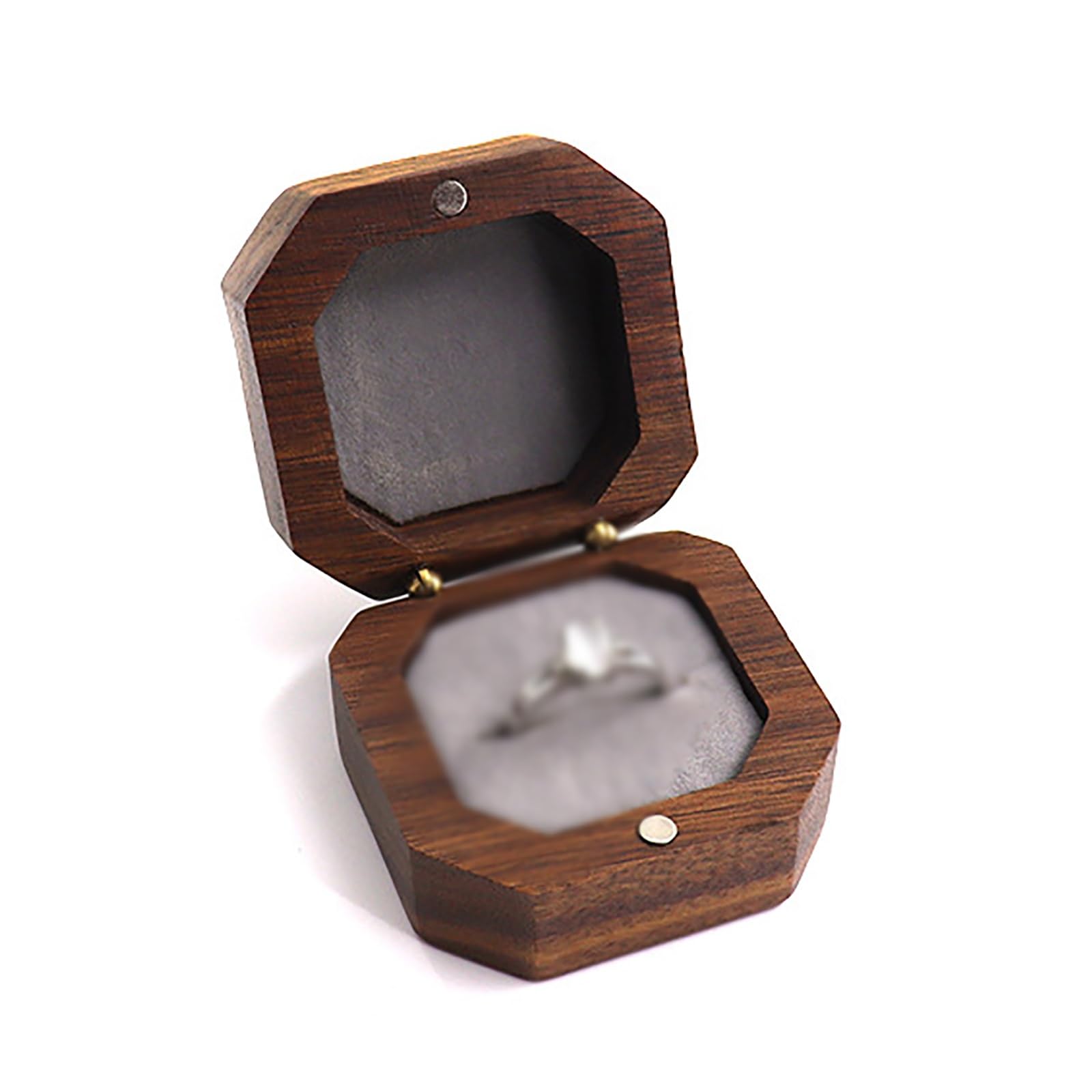 DUMRALBQE Wooden Ring Box Portable Wooden Ring Box Square Pair Jewelry for Storage and Placement(Grey)