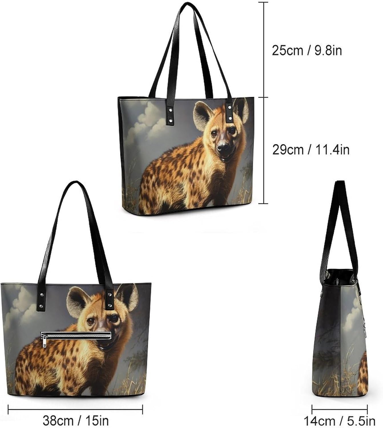 African Hyena Women's Satchel Handbags Tote Shoulder Bag Purses for Travel Shopping Work