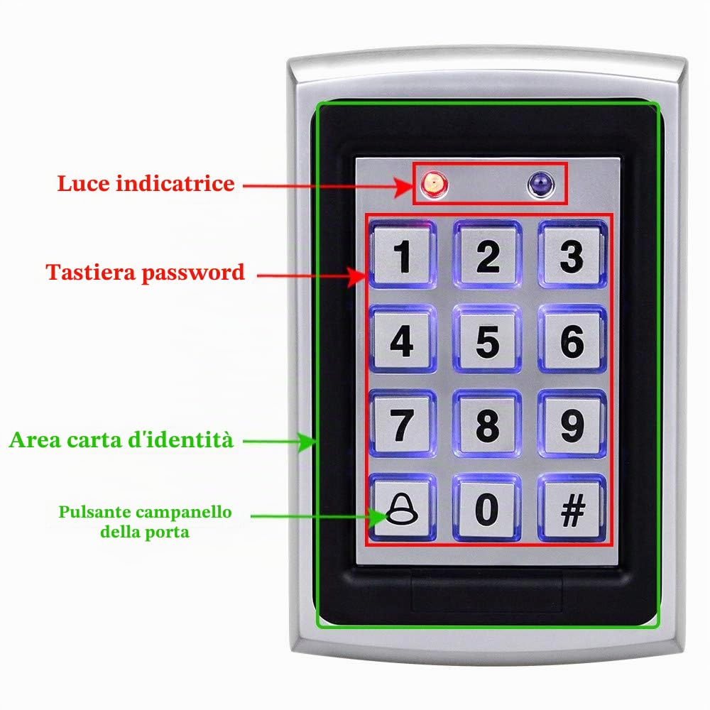 10 Tastiere RFID + Pioggia Impermeabile + Tastiera Metallica Rfid Supporta 1000 Utenti Interfaccia Wiegand-26 (Ingresso)