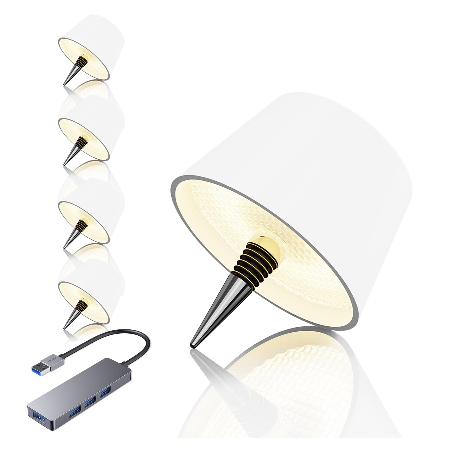 MU LIN lampada bottiglia ricaricabile,lampada da tavolo senza fili,Controllo Touch da 3 Modalita Temperatura di Colore, Dimmerabile, per Soggiorno, Ristorante