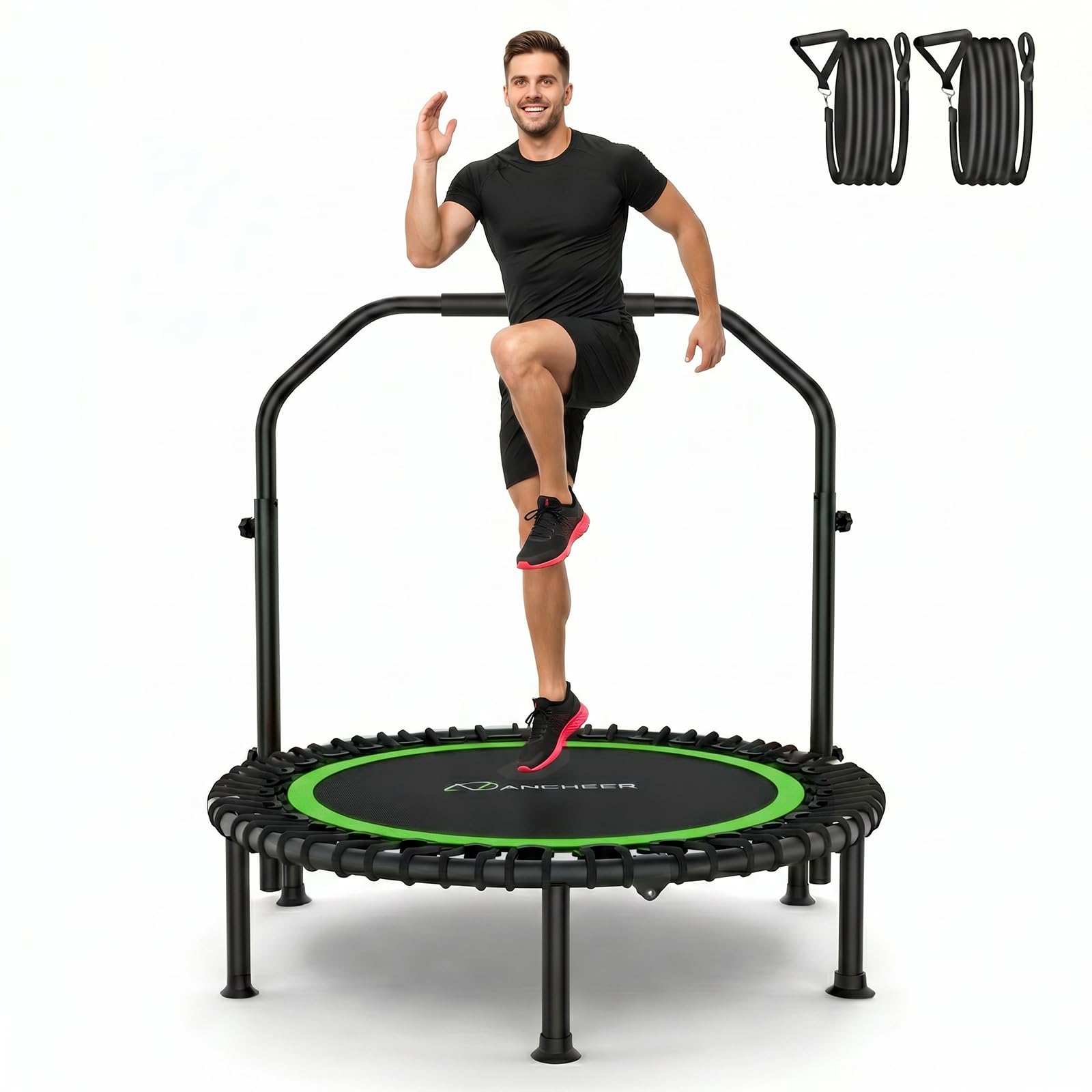 ANCHEER Fitness Trampoline,40"/48" Bungee Rebounder with Adjustable Handle