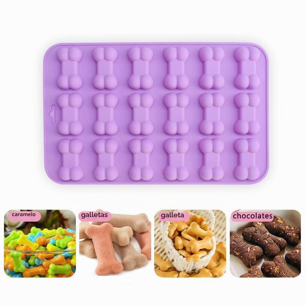 LightBeacon 4 Piezas Moldes Silicona Reposteria, Alfombrilla para Hornear para Perros con 2 Goteros, Alfombrilla para Hornear Juego de Galletas para Perros, para Chocolate, Caramelo, Gelatina