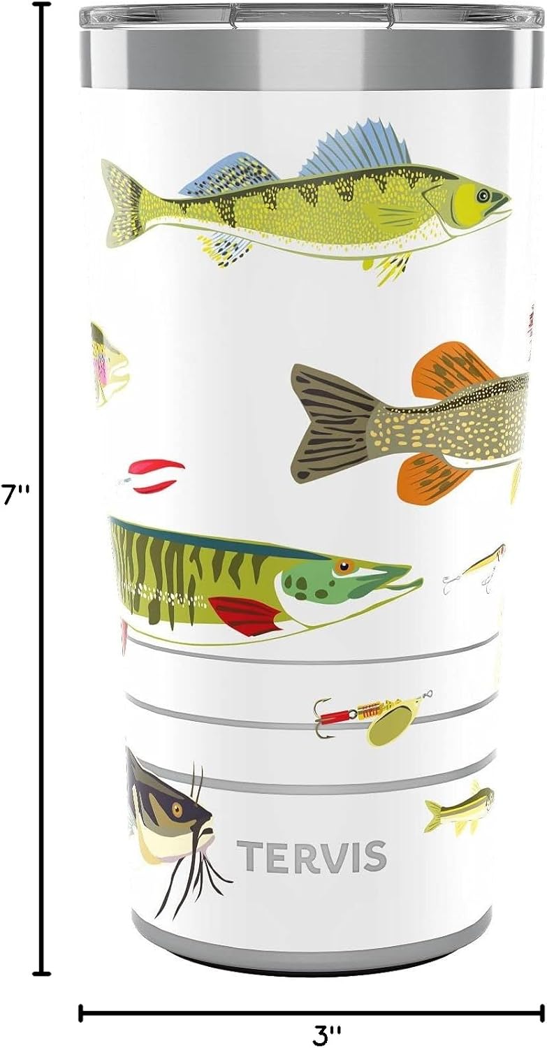 Tervis Traveler Freshwater Fish and Lures Triple Insulated Tumbler Travel Cup Keeps Drinks Cold & Hot, 20oz, Stainless Steel - Image 9