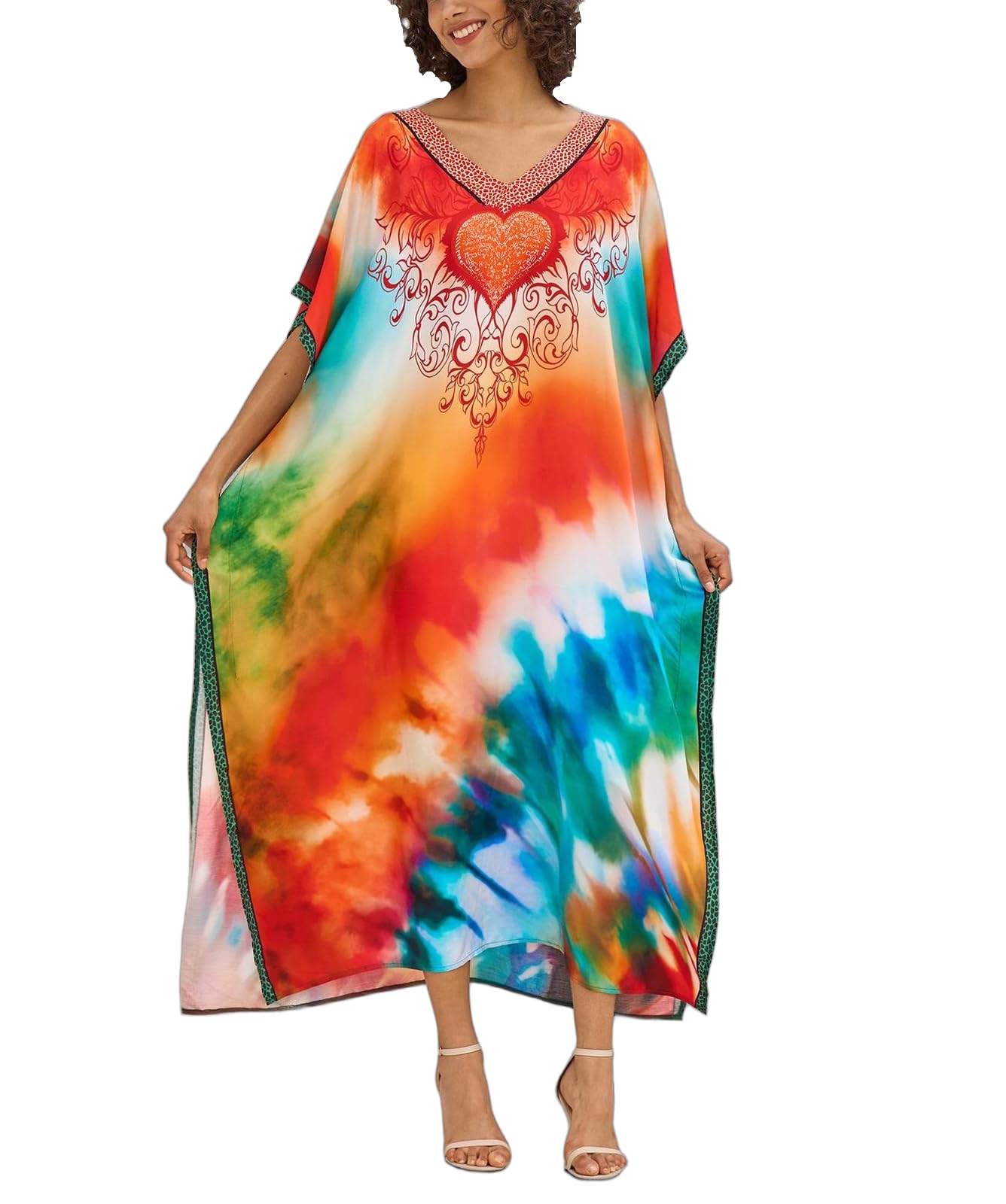 NFVNKJ Women's Plus Size Beach Lounge Kaftan Maxi Dress Swimsuit Coverup for Women