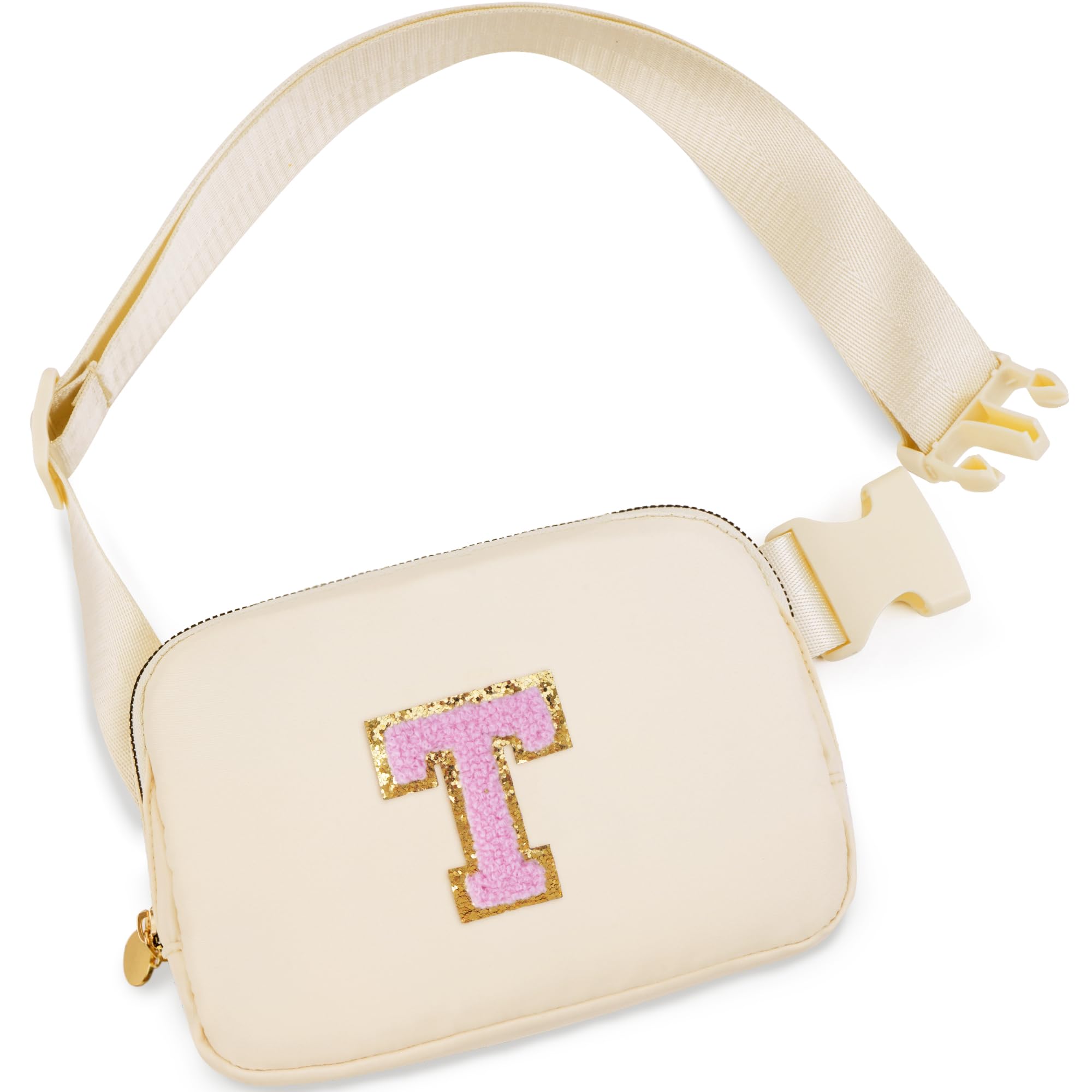 Uygafly Belt Bag Fanny Pack Crossbody Bags with Initials Letter Patch Cute Stuff Birthday Gifts for Teenager Girls Trendy Stuff for Teens | Khaki,T