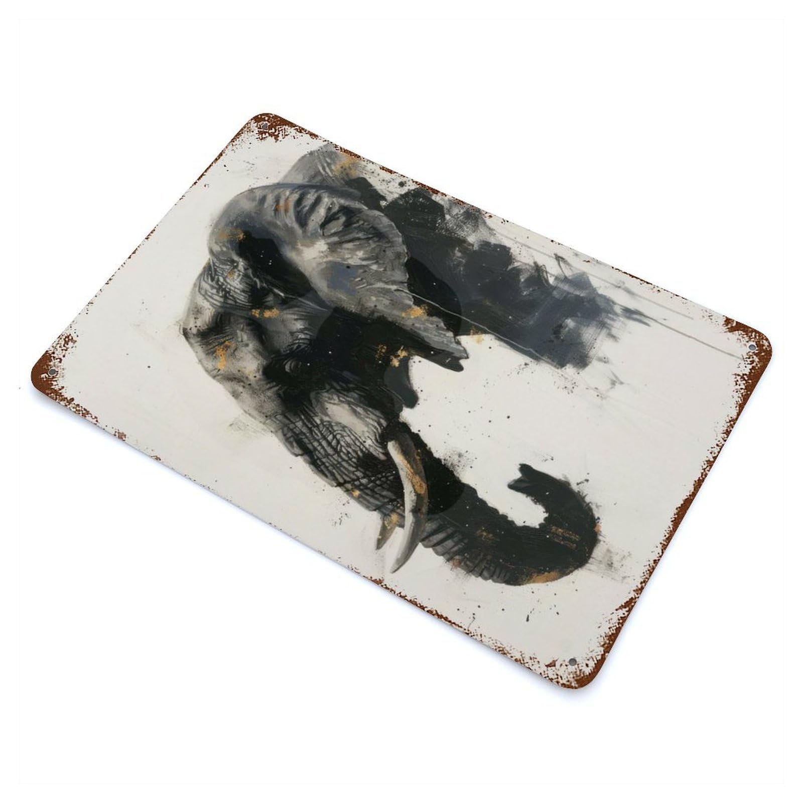 Garage Style Elephant Grace Vintage Rust Metal Sign 11.8"x7.9", Rustic Home Decor for Bar And Workshop