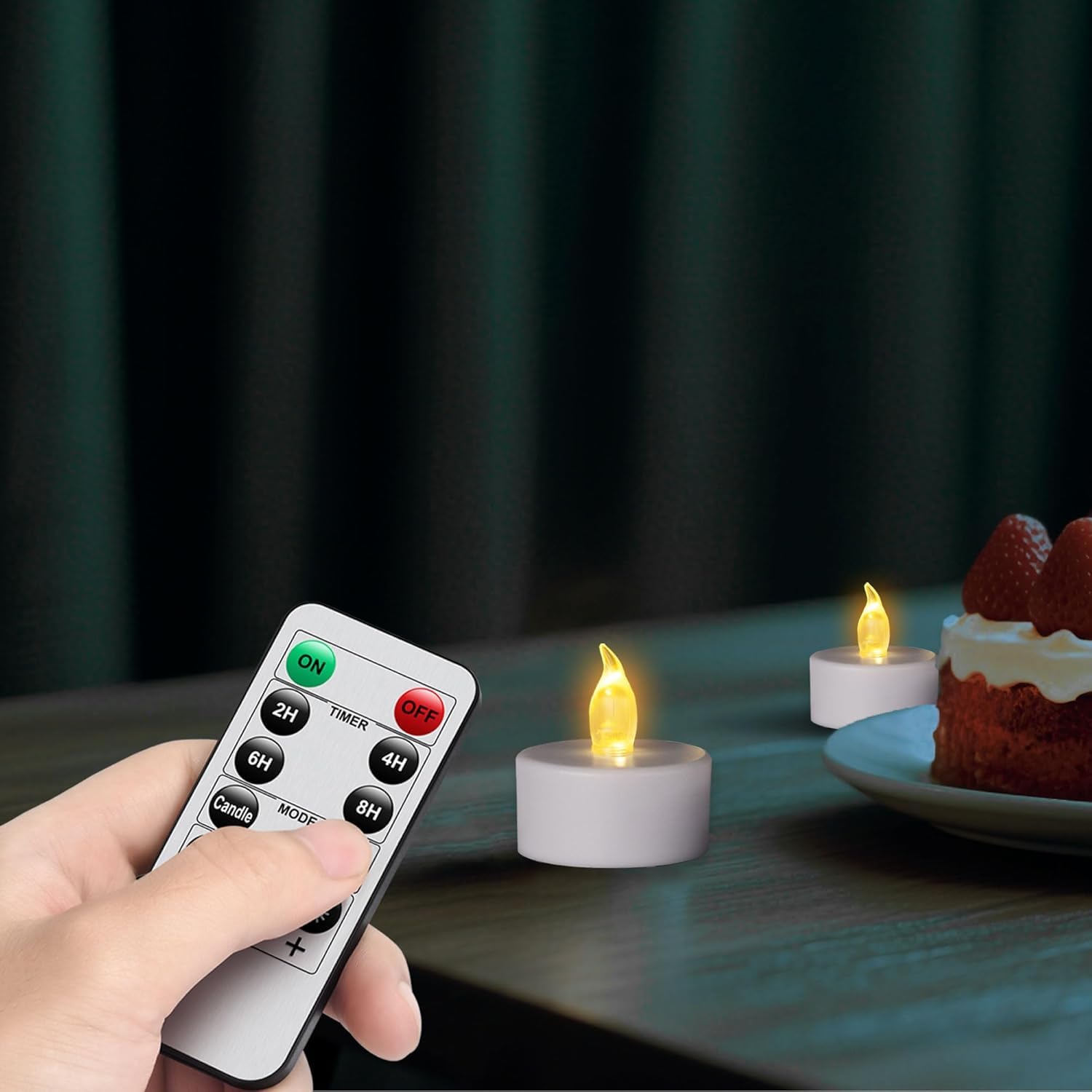 Lot de 50 bougies chauffe-plat LED à piles avec télécommande, bougies sans flamme vacillantes avec minuterie, longue durée de plus de 400 heures pour décoration d'intérieur, mariage, Halloween (jaune