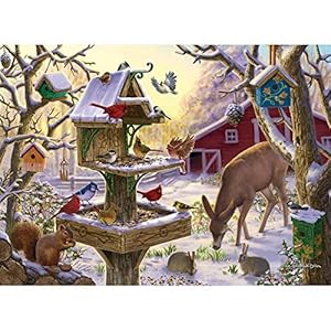 Bits and Pieces – 500 Piece Jigsaw Puzzle for Adults – Sunrise Feasting – 500 pc Animals, Winter Scene Jigsaw by Artist Liz Goodrick-Dillon