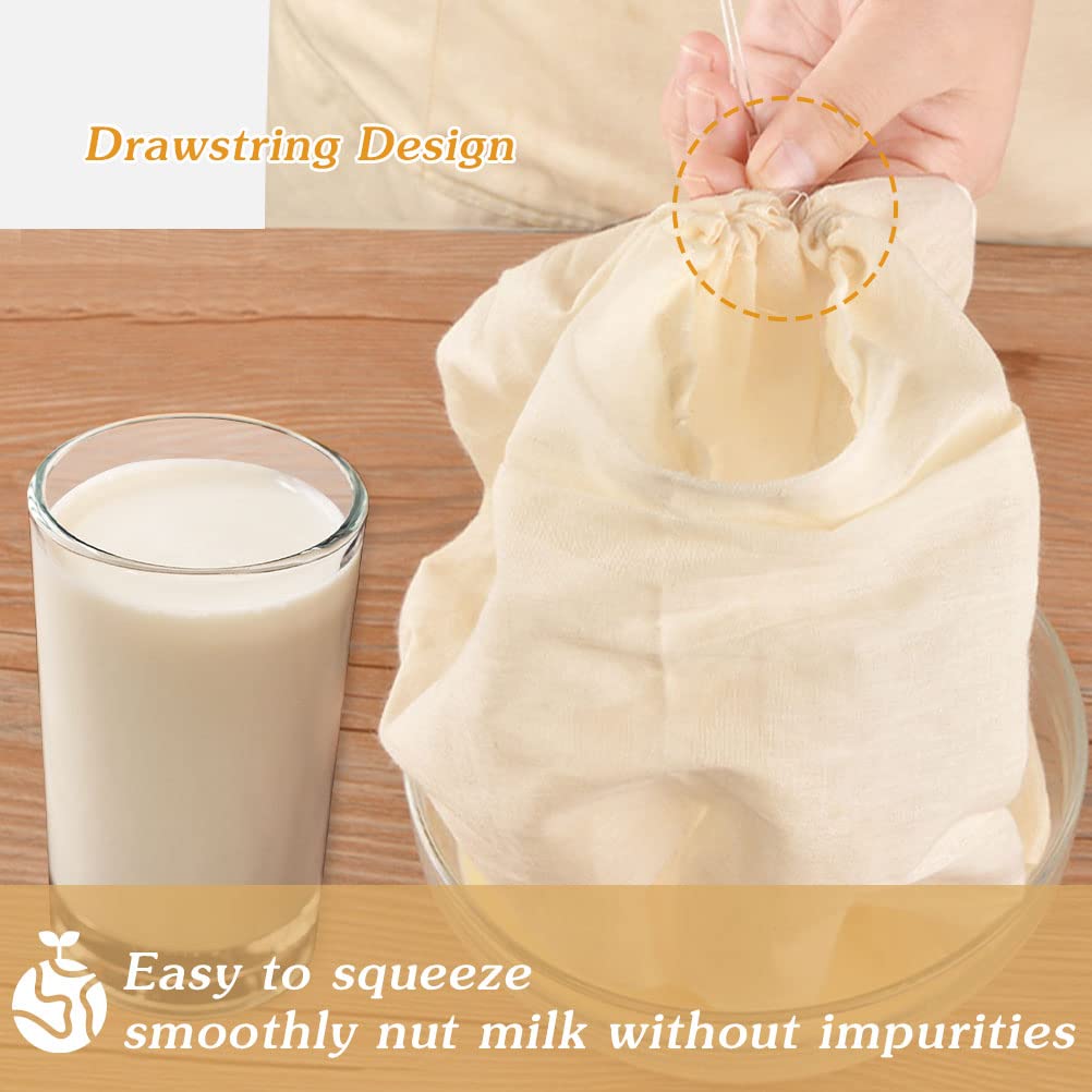 Sacs à Lait De Noix Réutilisables - Lot De 4, 20x30cm, Étoffe Alimentaire | Filtration Jus, Yaourt, Vin