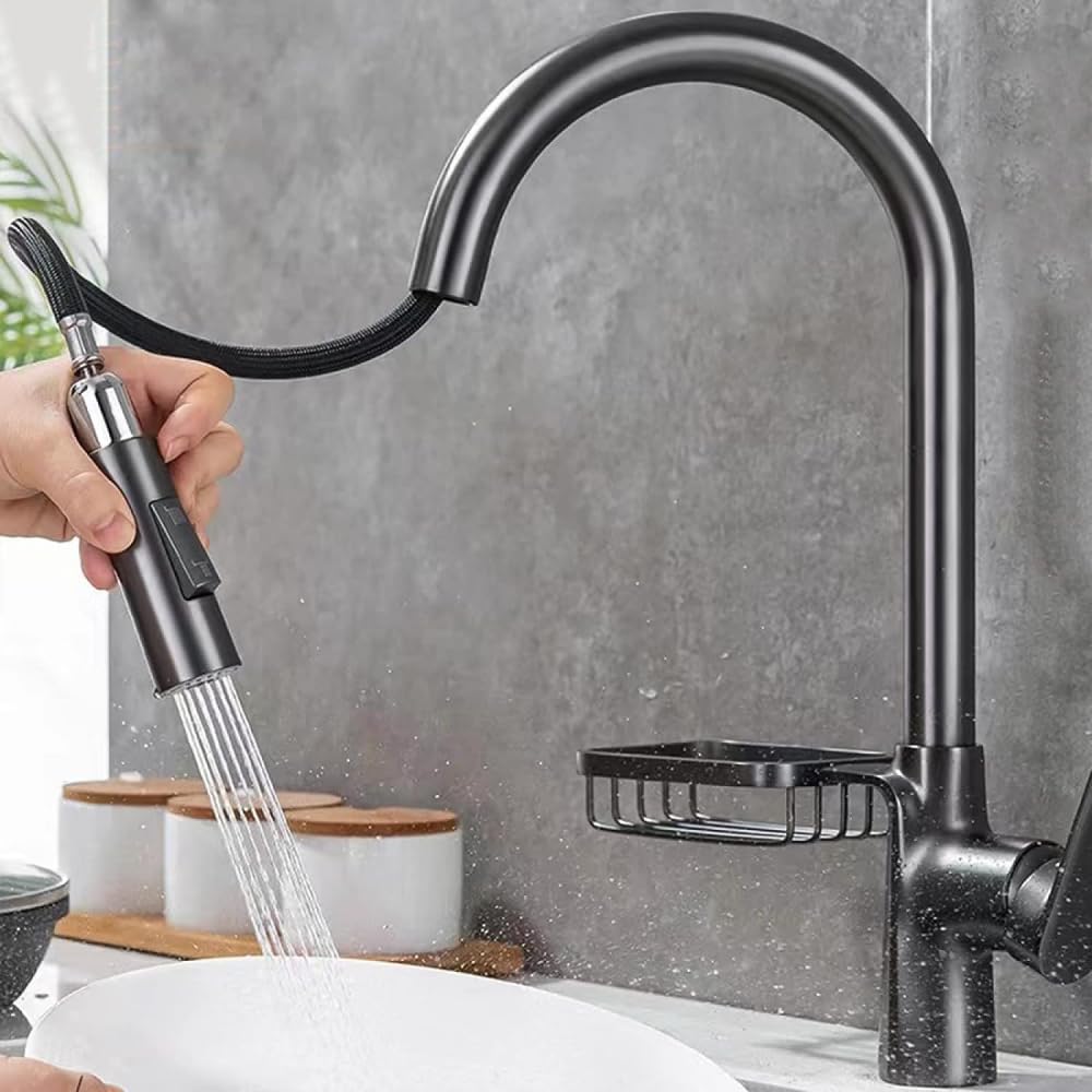 Robinet de cuisine 2 modes d'eau avec douchette extractible flexible