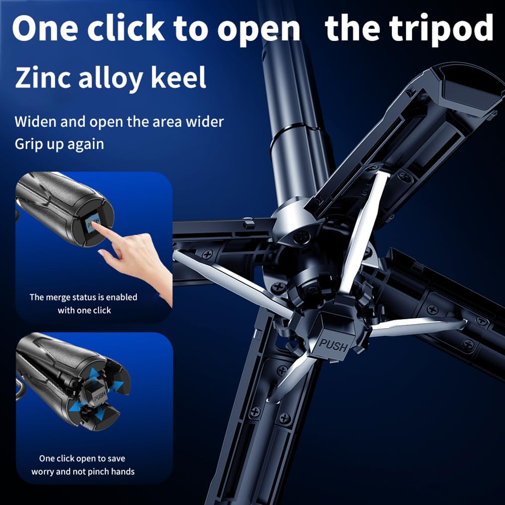 360° Adjustabl Selfie Stick Tripod,3-in-1 Extendable Phone Tripod Stand,with Detachable Remote Phone Holder,Mini Travel Tripod (Black)