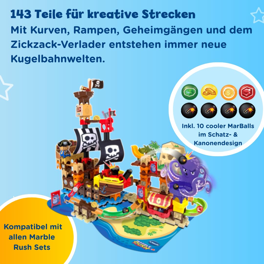 VTech Marble Rush Piratenschiff - 143 Teile Kugelbahn mit Kanone