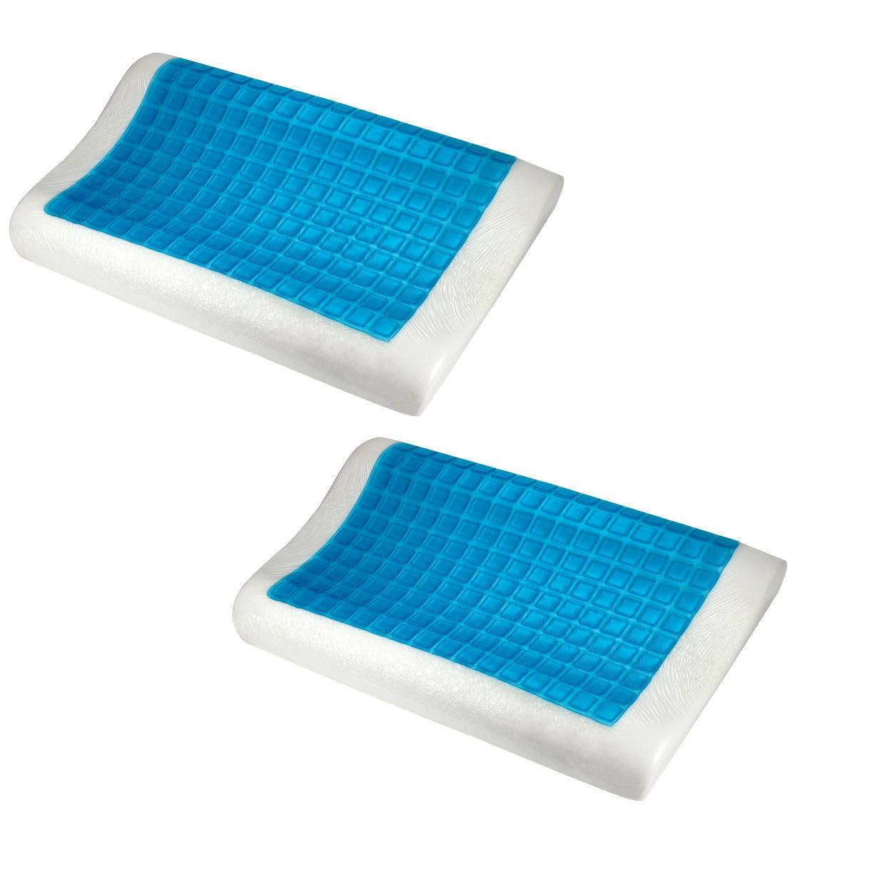 EVERGREENWEB - Coppia Cuscini Memory Foam con GEL forato Traspirante Anallergico Doppia Onda Ortocervicale 2 Fodere COOLMAX® e 100% Cotone Antiacaro Guanciali Sfoderabili Lavabili in Lavatrice OFFERTA