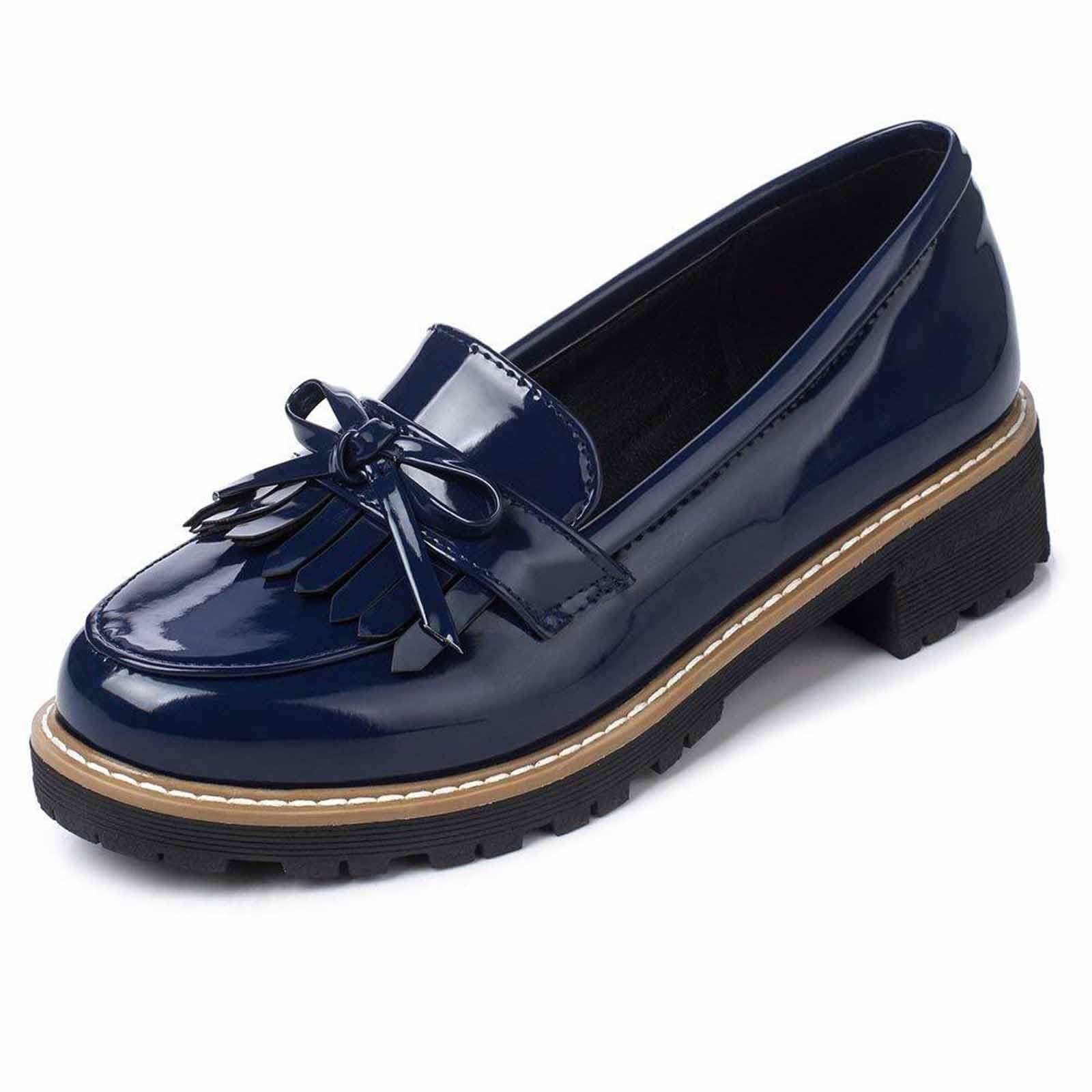 Mocasines de lazo para mujer con tacón, elegantes, mocasines, transpirables, cómodos, con suela gruesa, tacón de bloque, plataforma, zapatos casuales, mocasines de princesa, zapatos de cuero
