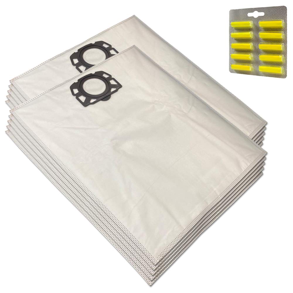 Set 10 Sacchetti Aspirapolvere In Microfibra + 10 Profumatori Per Kärcher MV6, WD6, WD6 Premium