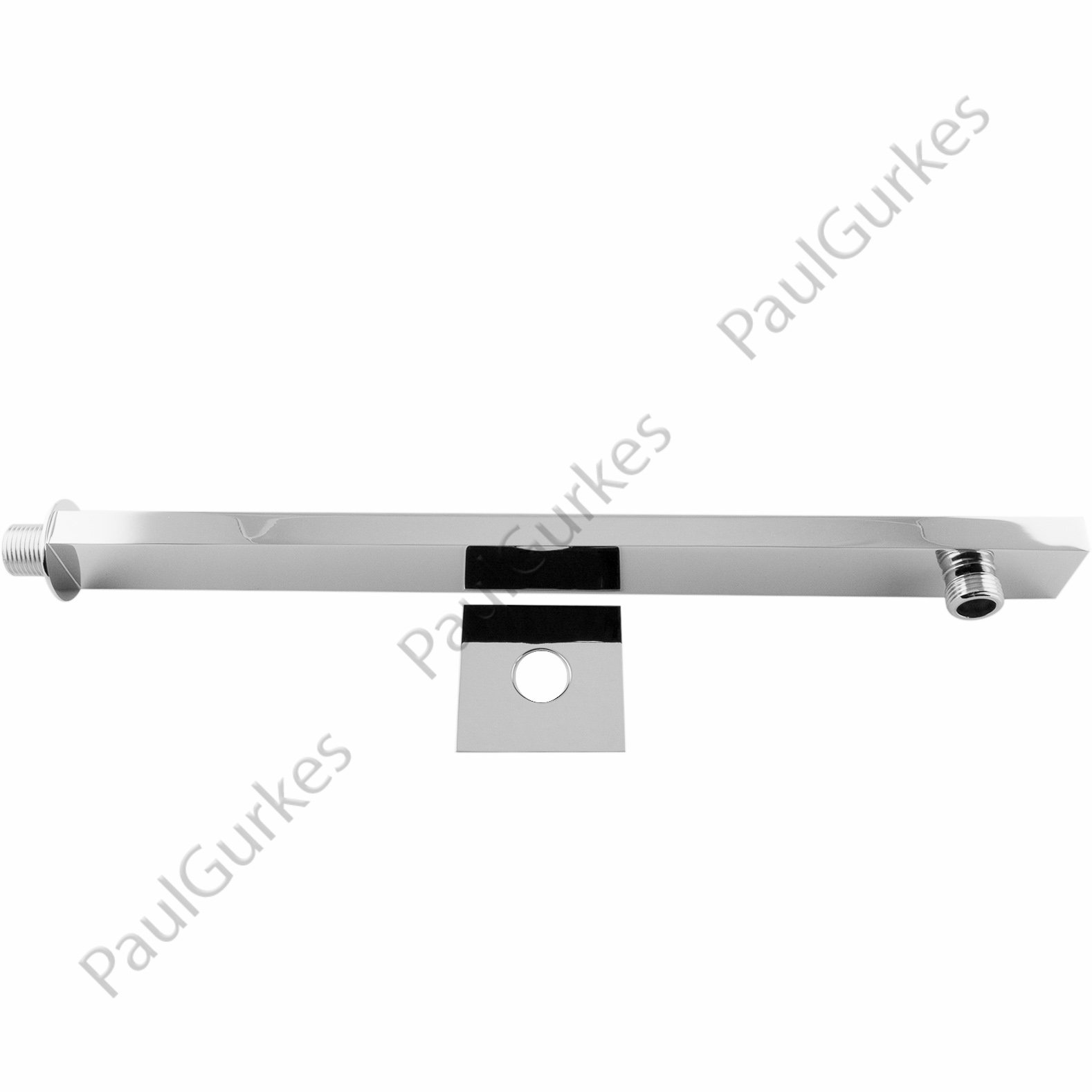 Cabezal de ducha cuadrado 40 cm con soporte de pared, set de ducha de lluvia, acero inoxidable, acabado pulido brillante, brazo de latón cromado, rosca 1/2"
