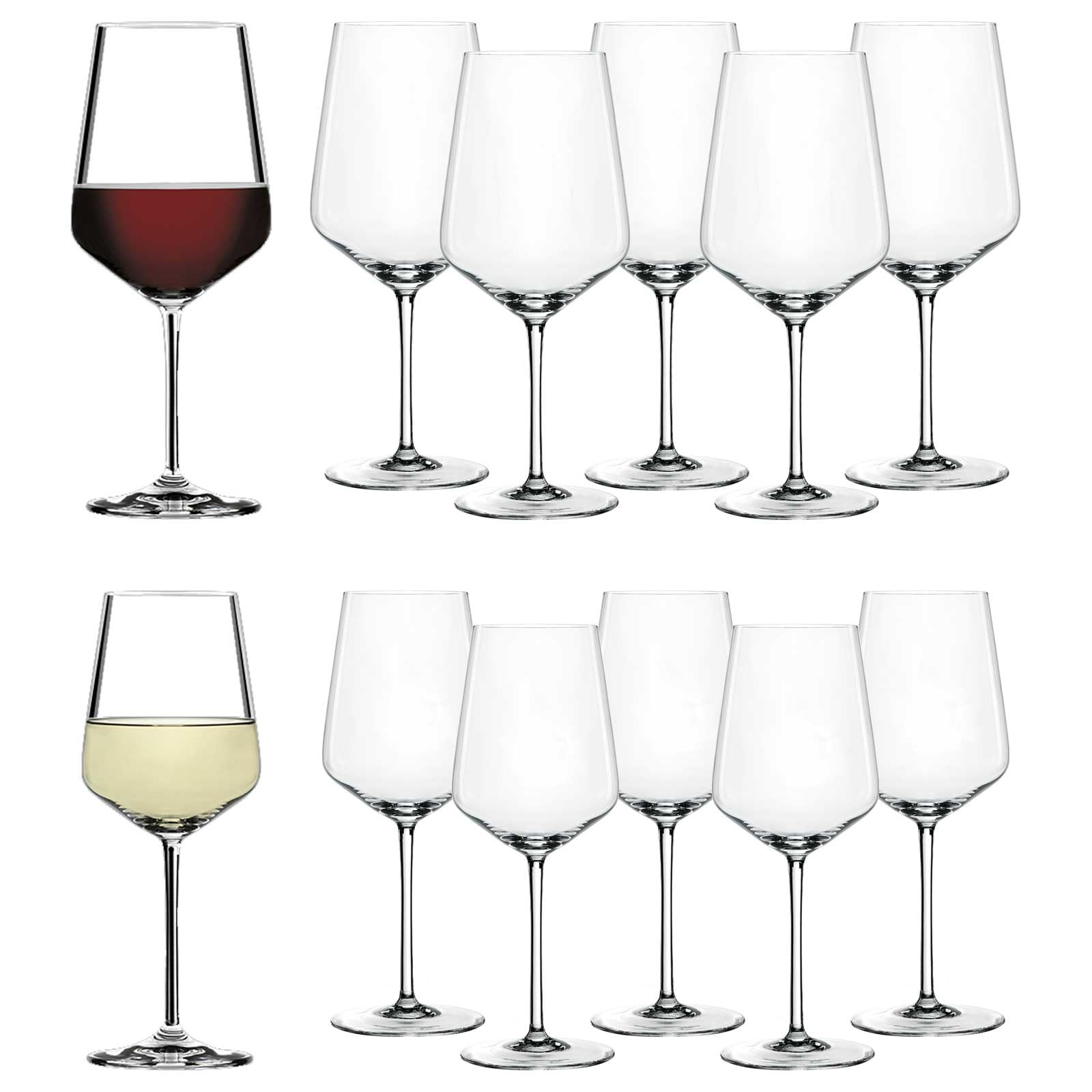 Spiegelau Lot de 12 verres à vin rouge et blanc, verres à pied modernes, verres élégants pour dîners, accessoires de chariot de bar à domicile, essentiels d'hôte et cadeaux de mariage