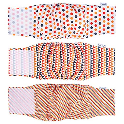 Pet Soft Belly Bands for Dogs, Washable Dog Nappies Male, Dog Nappy Wrap Diapers Reusable for Puppy Dogs 3Pack (Pattern1, M) Cover