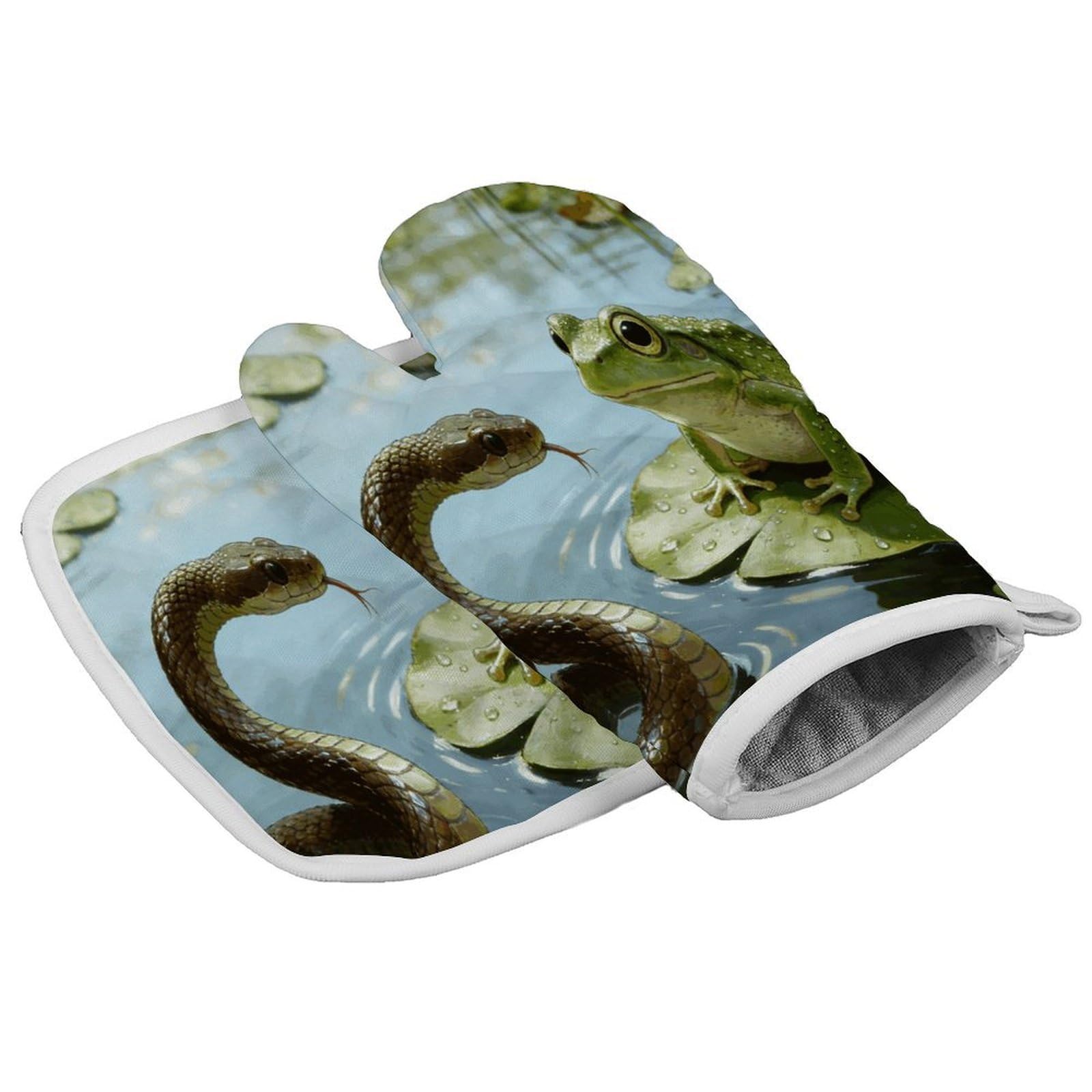 Fodpand Style Snakes And Frogs Oven Mitt Set With Lanyard, Cooking Mitt, Protective Thermal Insulation,Kitchen Mitt For Baking, Cooking, Grilling, Microwave