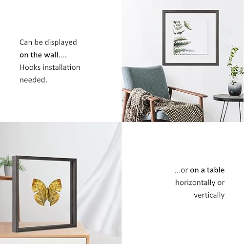 Vista 42 de MUYE Juego de 2 marcos flotantes de 11 x 14 pulgadas, marco rústico de doble cristal, para mostrar fotos de cualquier tamaño de hasta 11 x 14