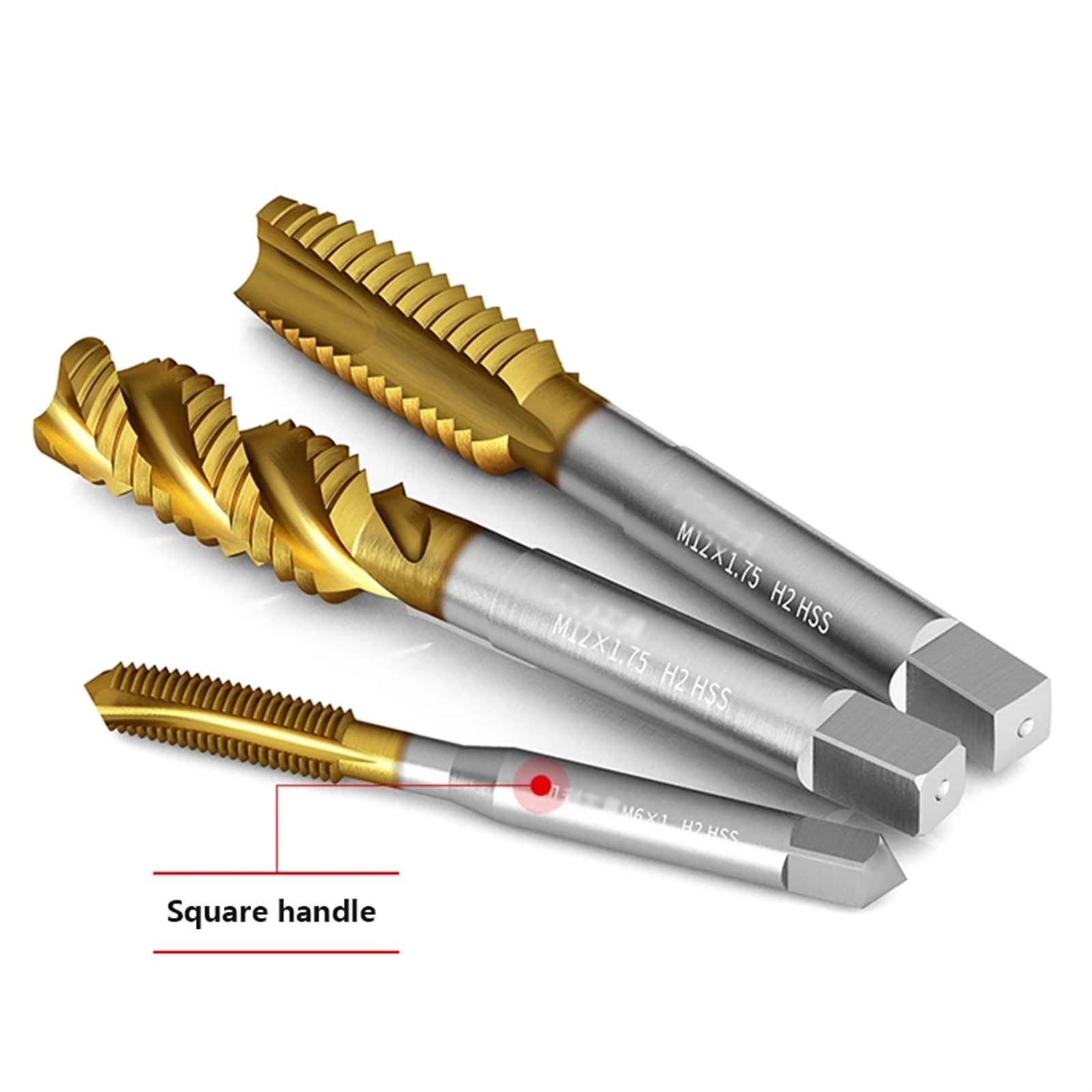 Máquina de enchapado de acero de alta velocidad con macho de roscar con punta en espiral M3 M4 M5 M6 M8 M10 Herramientas de taladro de roscado especiales de acero inoxidable 1 pieza(Spiral tap 10.0mm)