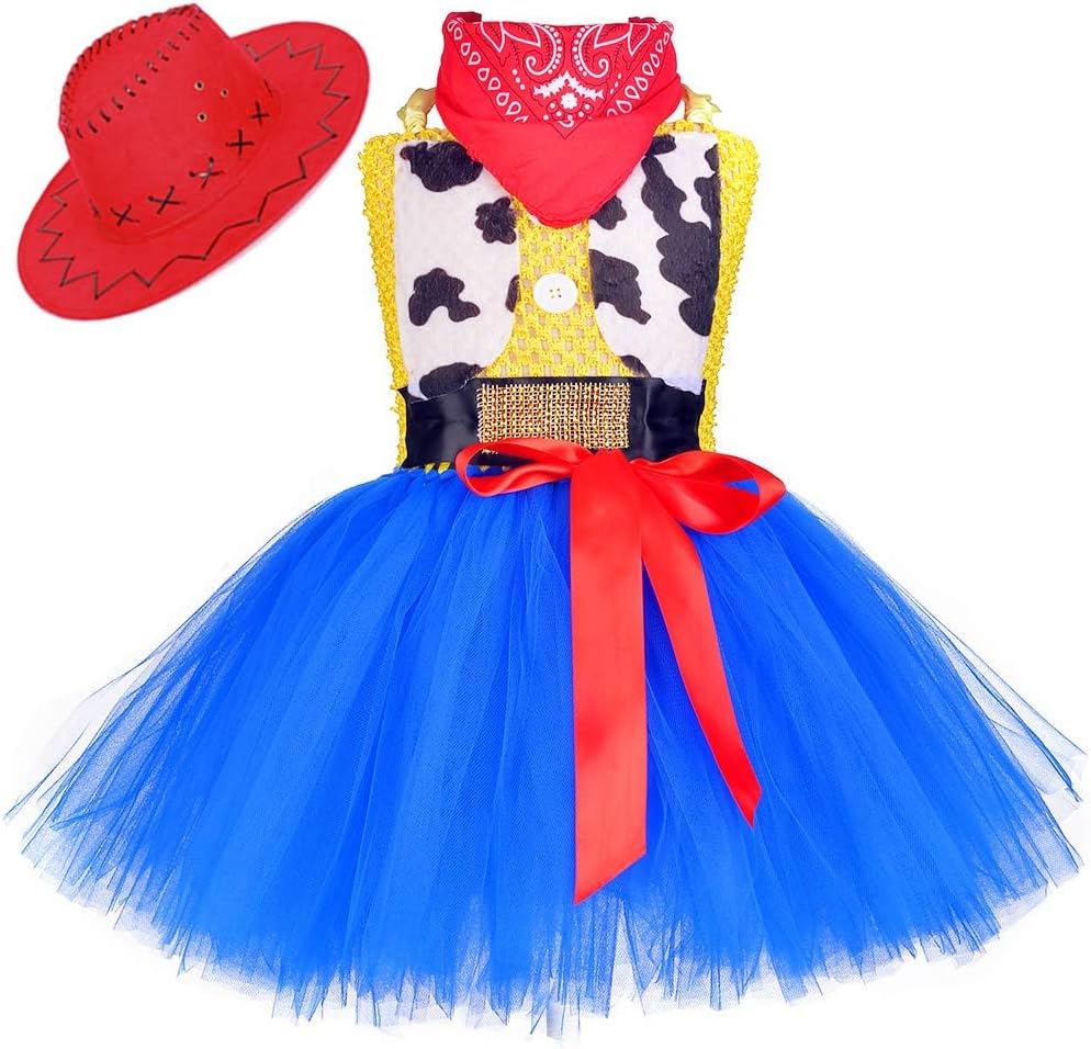 Tutu DreamsHalloween Cowgirl Costume for Girls 1-10Y with Bandana Cowboy Hat Birthday Party Dress Up Clothing