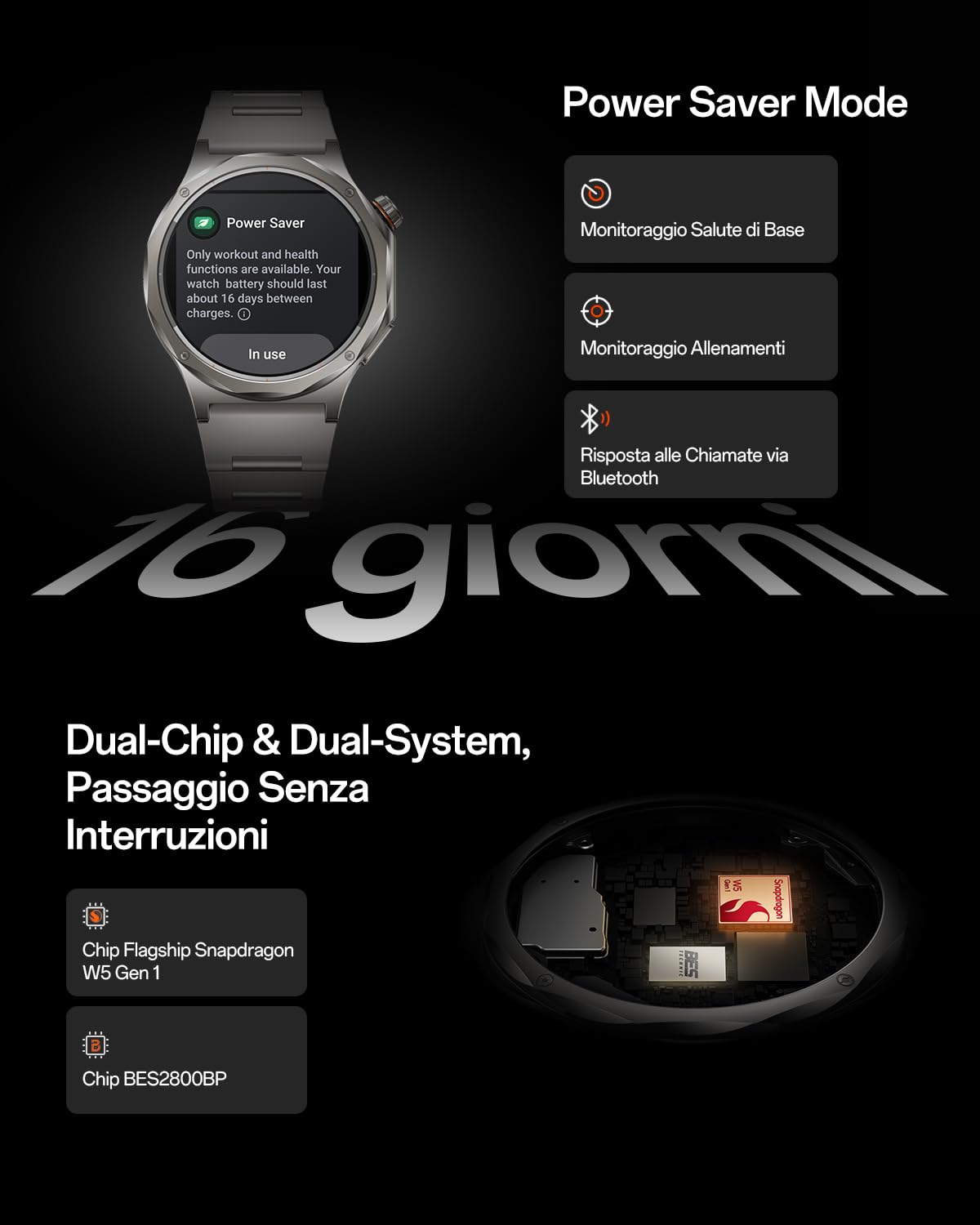 OPPO Watch X3 Smartwatch, Lega Titanio Ultra-Leggera, Batteria Doppio Chip 16 Giorni, AMOLED 1,5" 3000 Nits, ECG e Check Salute 60s, 100+ Sport, 5ATM IP69, Google Gemini, Misty Titanium