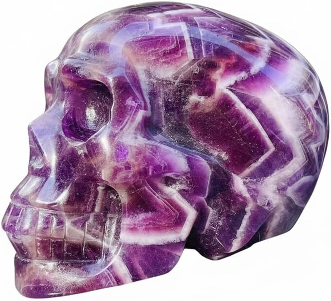 4-5 inch Dream Amethyst Skull Crystal - 10-13cm Natural Healing Crystal Stone for Home Decor & Spiritual Healing