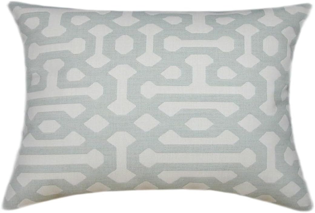 Sunbrella® Fretwork Mist Outdoor Pillows, Sunbrella Pillows, Home Decor Pillow for Outdoor Patio Furniture, (18x12 Rectangle)