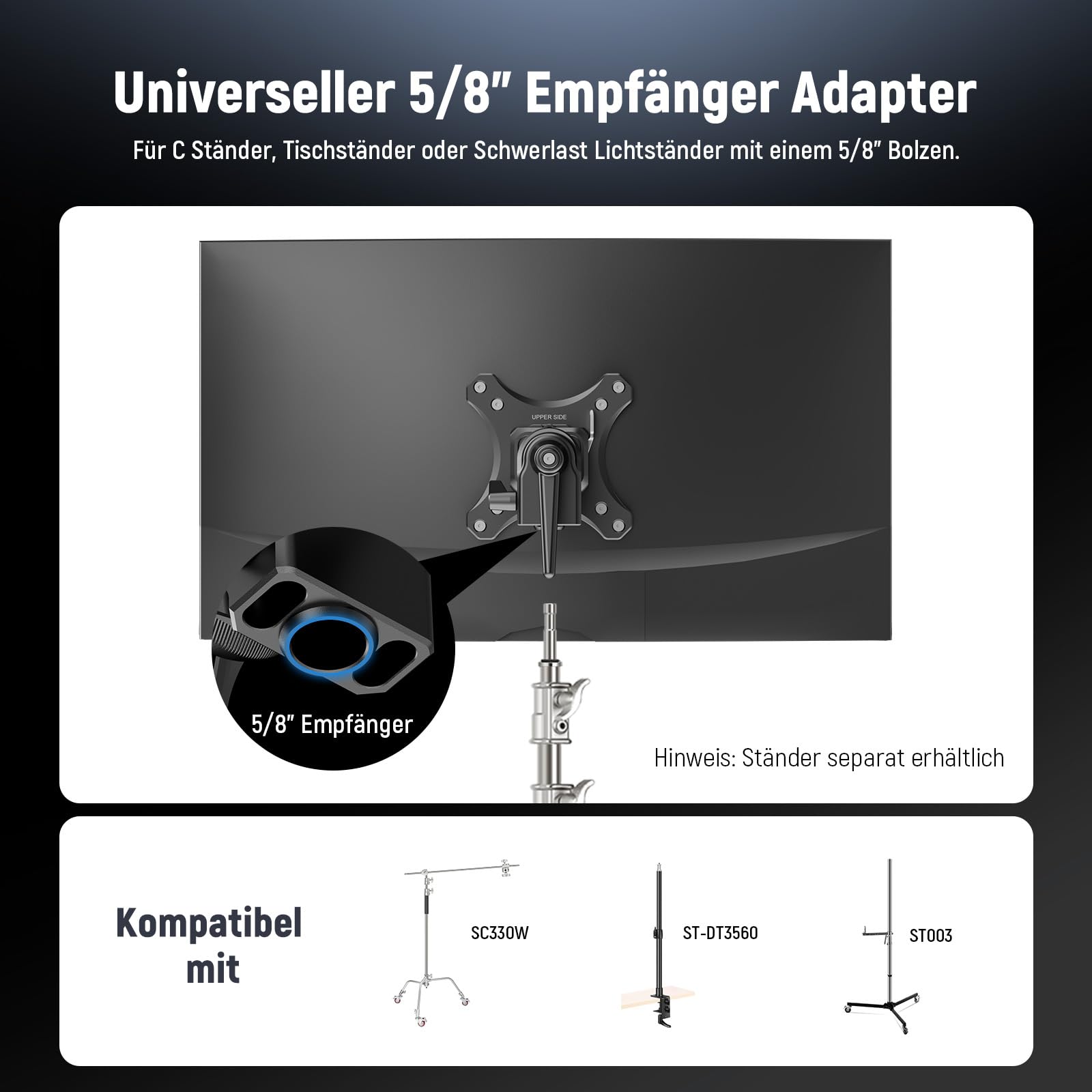 Neewer VESA Monitor Mount Adapter mit Arca Schnellverschluss 6" – Bild 5
