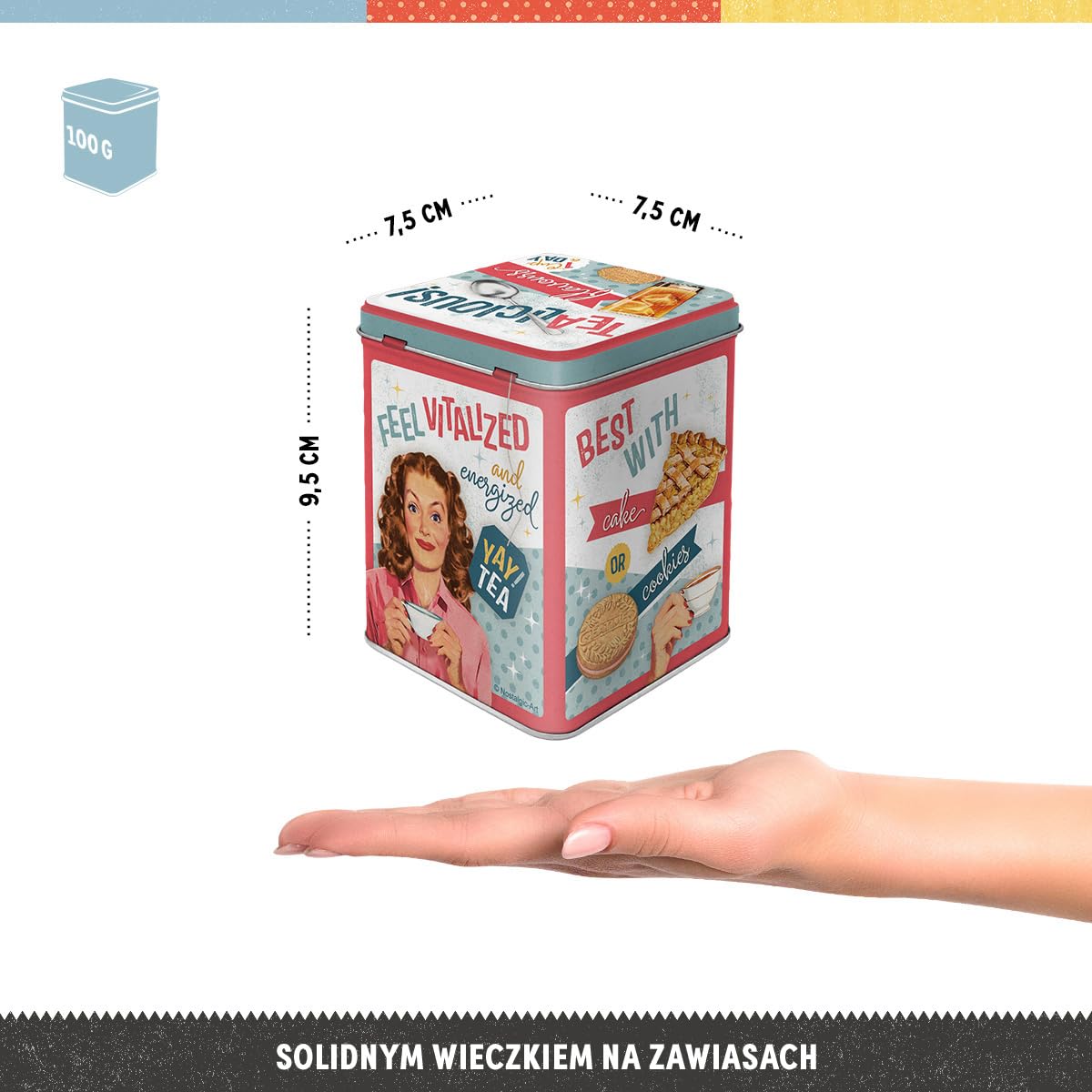 Nostalgic-Art Retro puszka na herbatę, 100 g, Tealicious & Tearrific – Pomysł na prezent dla miłośników herbaty, metalowy pojemnik na herbatę, Styl vintage