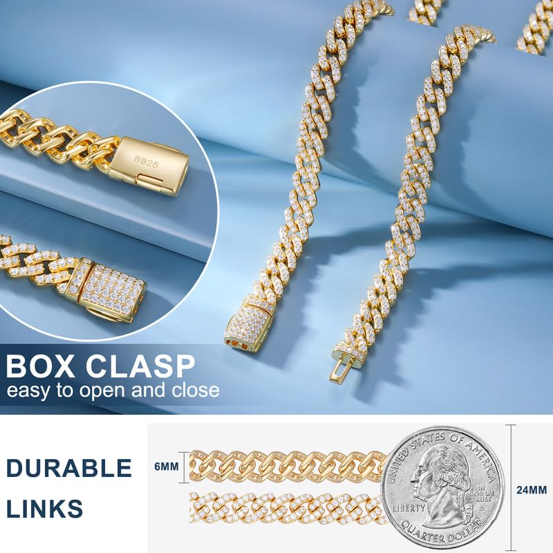 Pulsera Moissanite para Hombre 6MM Oro Blanco 18K miniatura 4