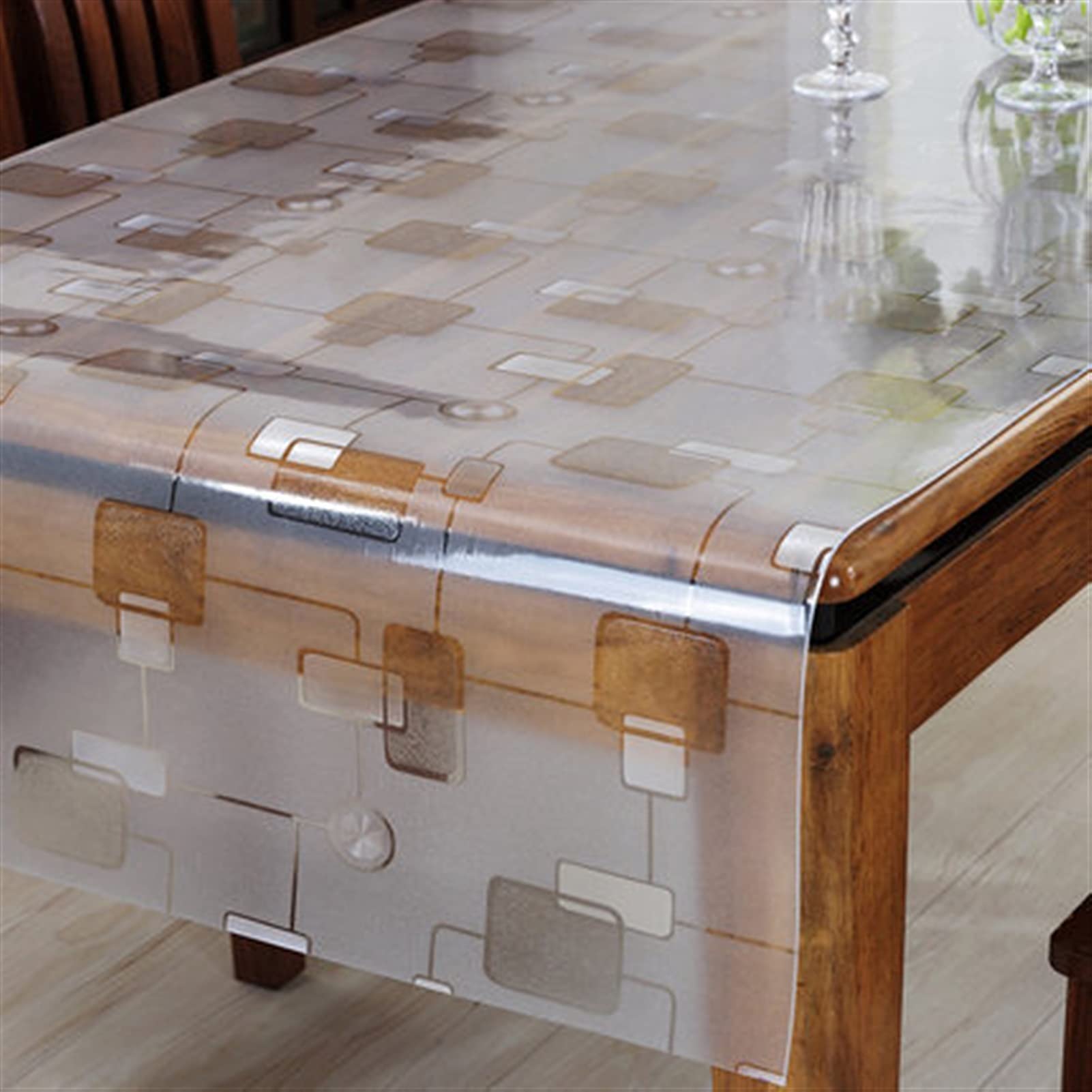 Transparent Plastic Tablecloth 1. 5mm Cobblestone translucent Wipeable PVC Waterproof Table Protector soft tablecloth Rectangle Cloths Coffee Mat Cover for Kitchen(C 1.5mm,70x70cm)