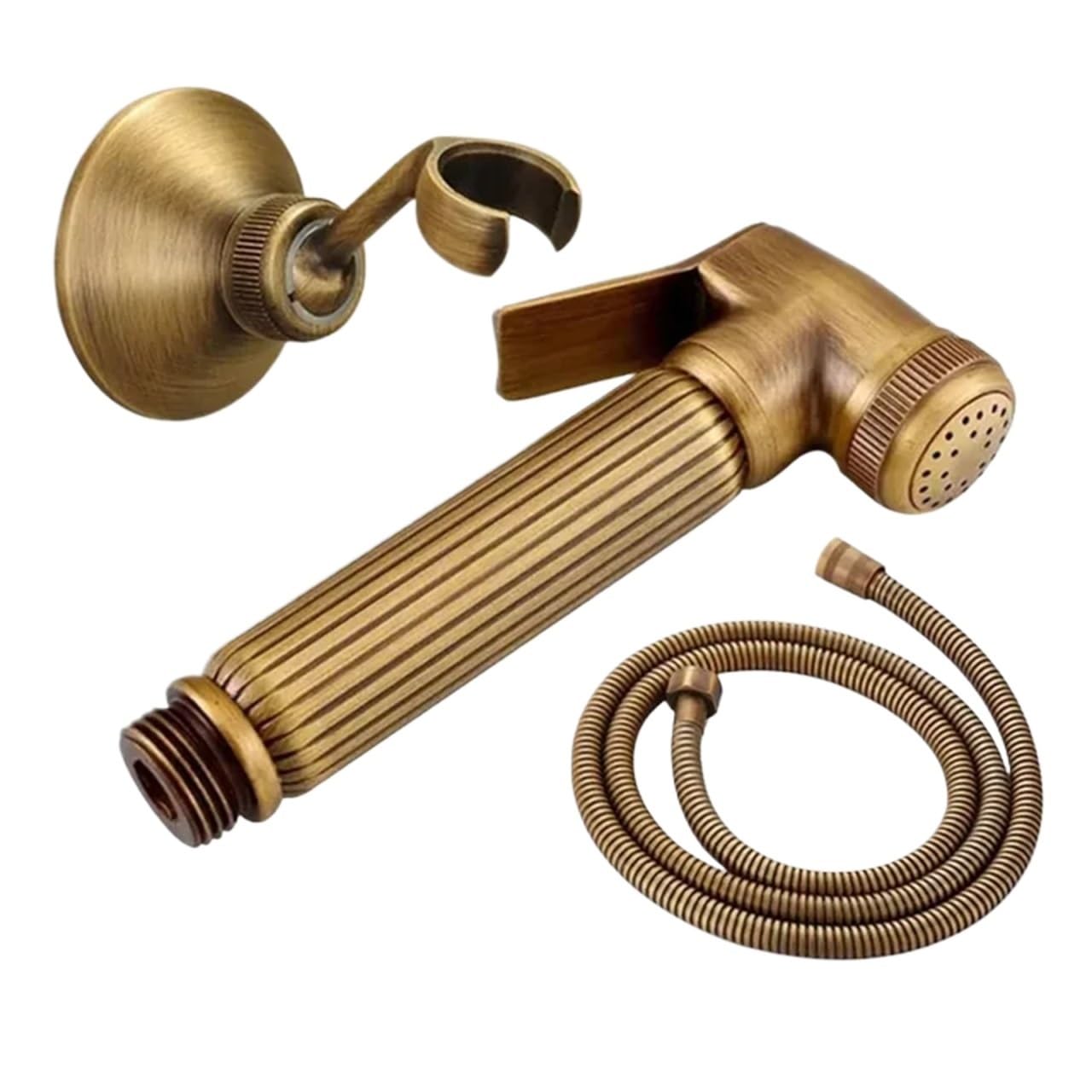 Pommeau de douche à main antique et set bidet mural pour WC en laiton
