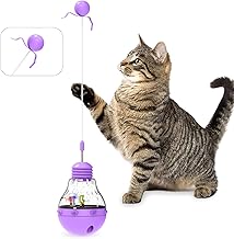 Interactive Cat Toy Interactive Toy, Kitten Stick, Slimming Toy, Funny Kitten Ball, Slow Food Dispenser with Toy Feeder (Purple)