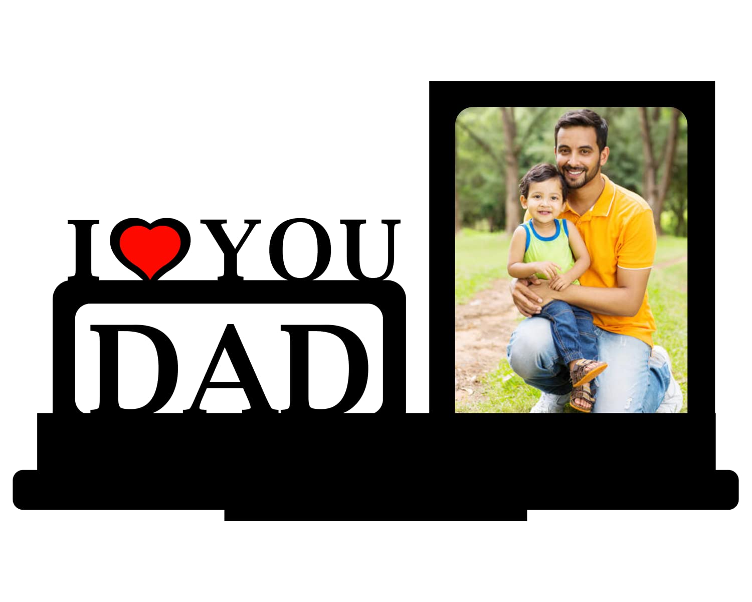 GiftsWale I Love You Dad Customized Table Top Stand Photo Frame | Best Gift For Birthday, Anniversary, Father, Papa, Appa, Father's Day | Personalized It With Your Own Photo |