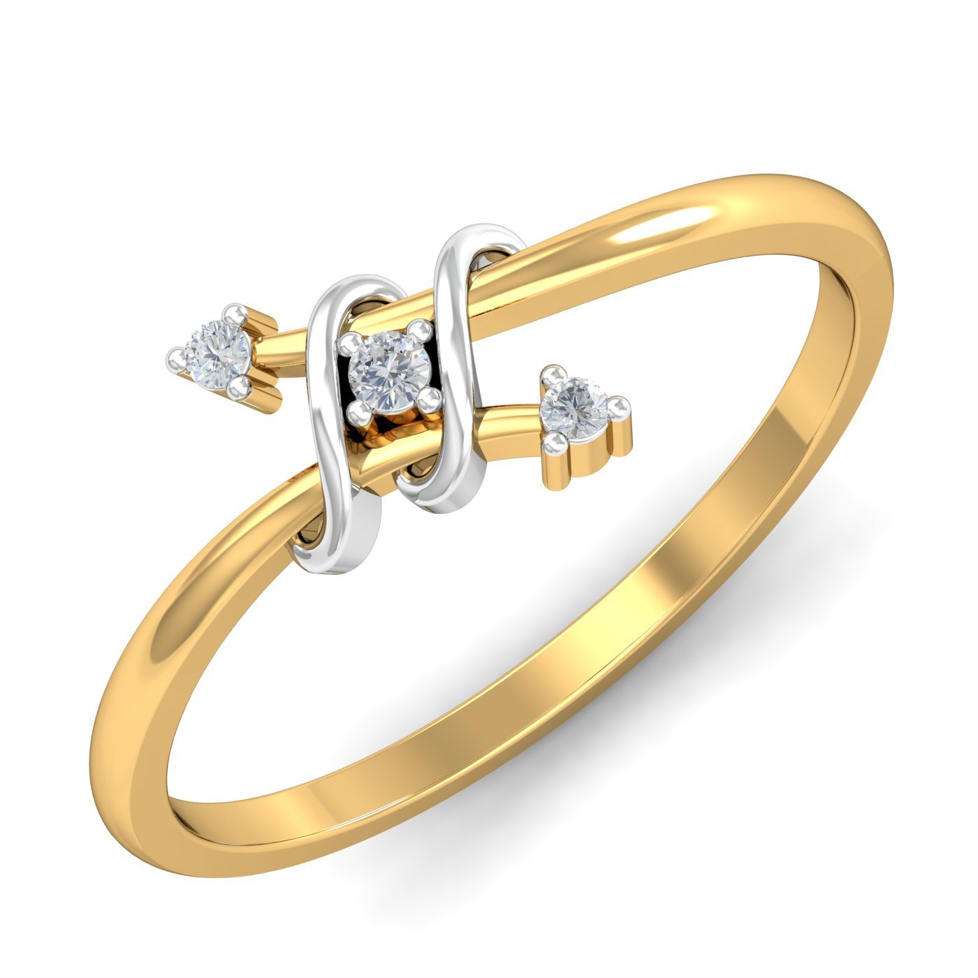 18KT Yellow Gold Tic-Tac-Toe Ring for Women-image-2