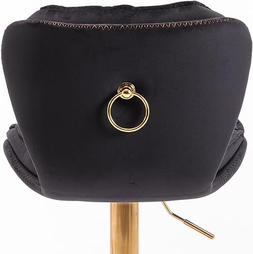 Miniatura 7 de Juego de 2 taburetes de bar giratorios con respaldo curvado y asiento de cojín, sillas de bar ajustables en altura con reposapiés y base de metal,