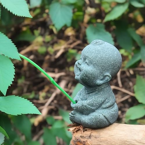 Miniatura 2 de livelyfish Mini estatua de pescador para niño de pesca, para jardín de hadas, acuario, estanque, bonsái, pecera, accesorios de decoración, A