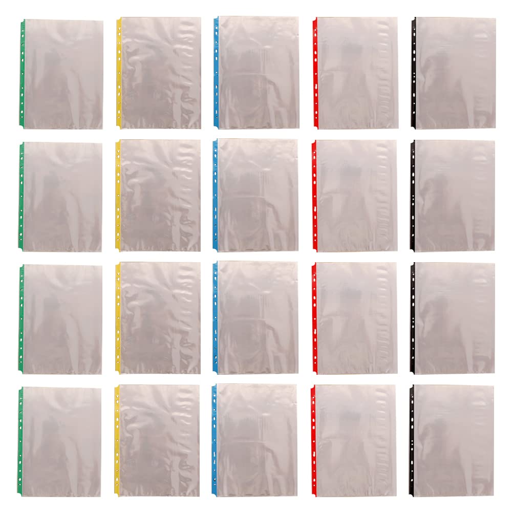 TEHAUX Protège-feuilles Transparents pour Classeur 11 Trous en Pp, Lot de 100 Pochettes de Protection A4, pour Usage Personnel et Scolaire