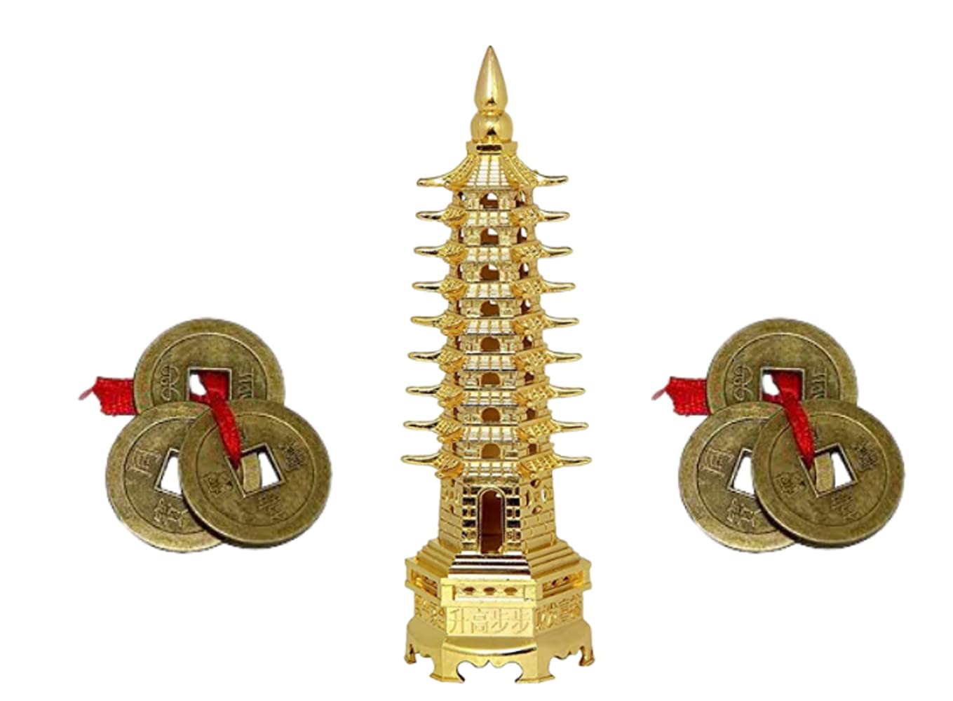 Marvellou's Feng Shui 9 Tier Wen Chang Pagoda Metallic Education Tower for Protection and Knowledge