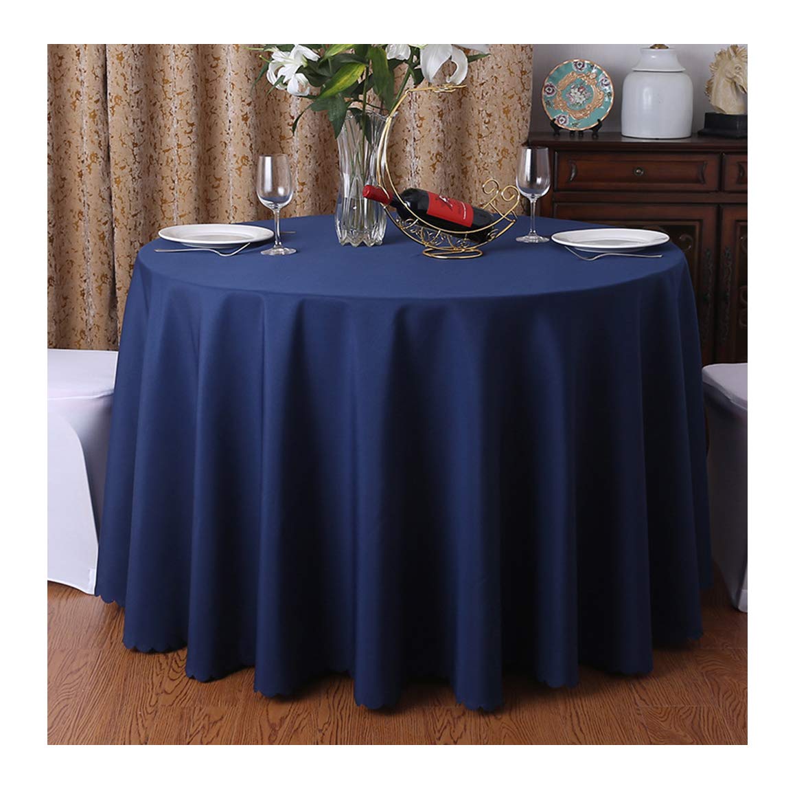 CIEEIN CIEHT Polyester Tablecloths Table cloth Tablecover Table Covers Round Hotels Restaurants Wedding Party Washable Simple Navy 260cm