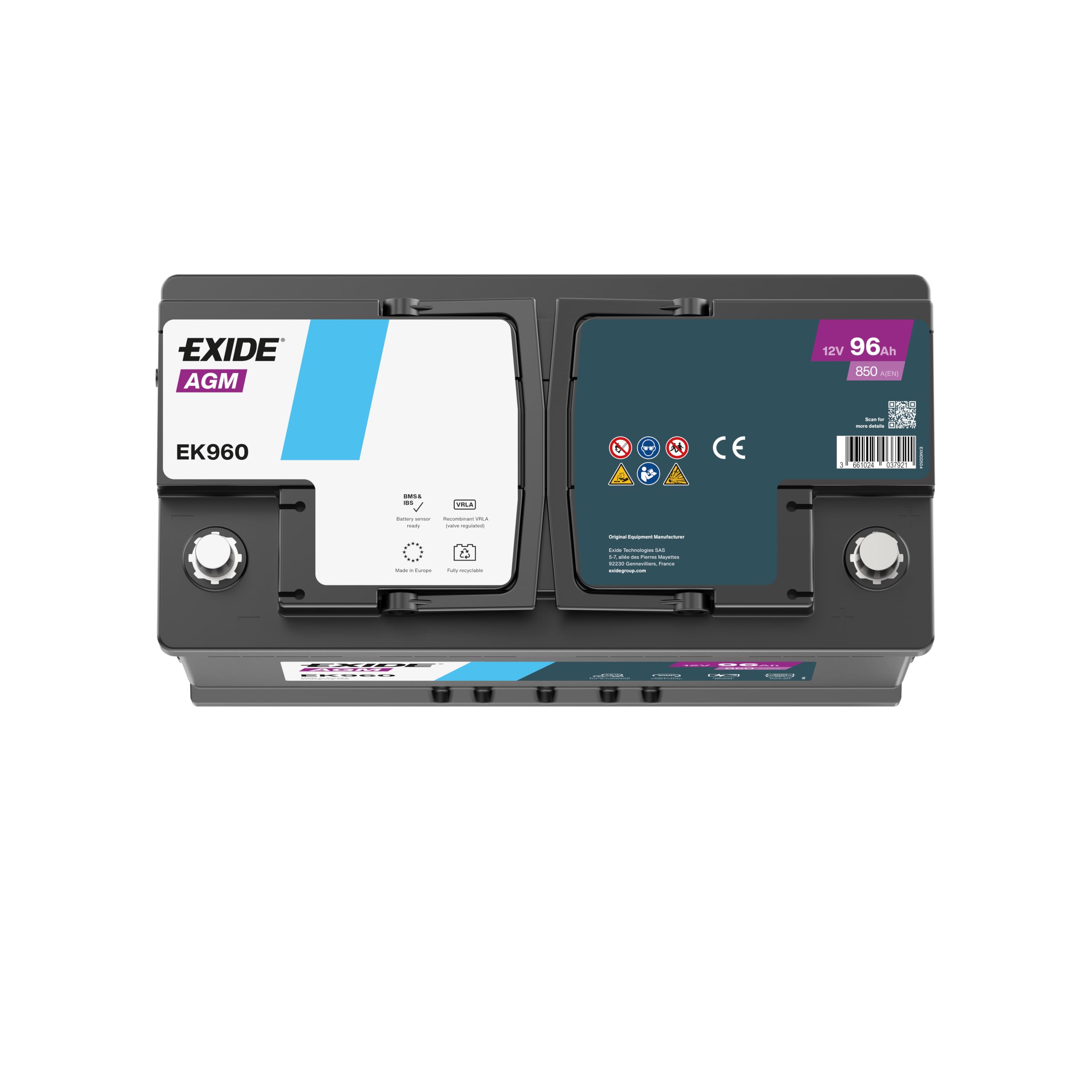 Akumulator EXIDE 12V 96Ah 850A STOP & START AGM L5 Samochodowy Kompatybilny z WIESMANN MF5 Roadster, VW Passat Variant 3C5