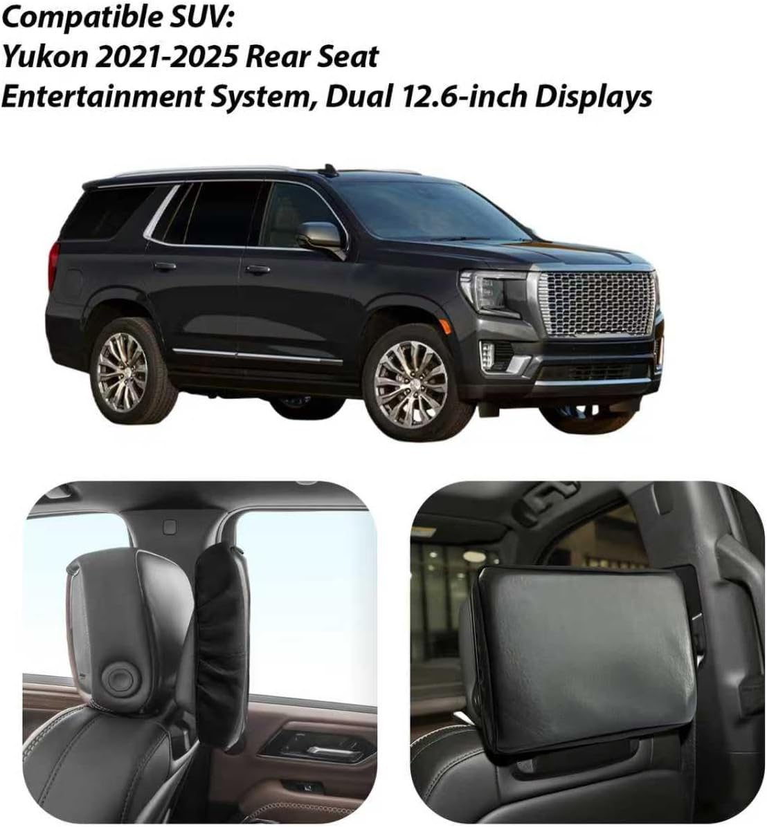 PU Leather Rear Seat Screen Protectors 2-Piece Set, Suitable for 2021-2026 Cadillac Escalade, with Elastic Band Design for Easy Installation, Dustproof, Scratch Resistant, and Anti-Collision.