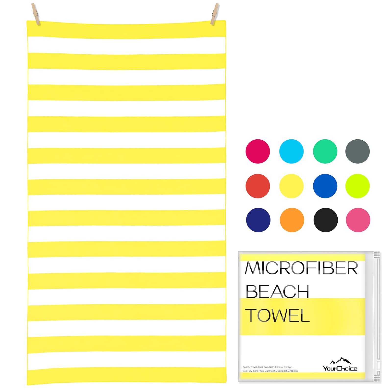 Your Choice Microfiber Quick Dry Sand-Free Beach Towel for Adults & Kids (67x35 Inch, 60x30 Inch) - Oversized, Compact, Lightweight, Absorben