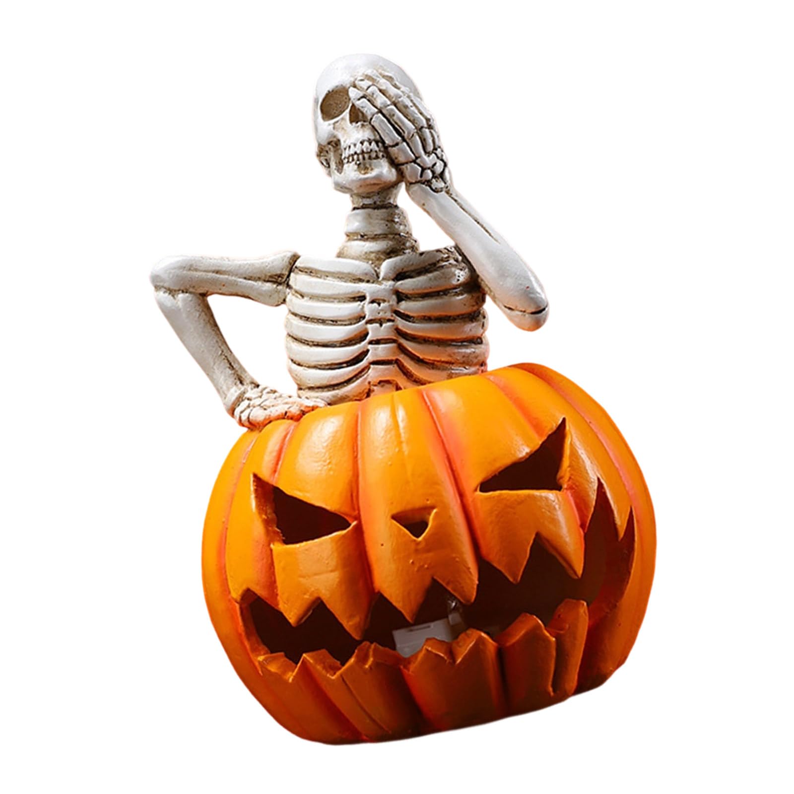 Msioytog Festives Halloween Pumpkin Skull Light Up Resin Lamp for Indoor Outdoor Home and Garden Decoration Festive Halloween Decoration