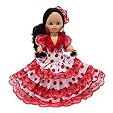  Folk Artisanat Poupée régionale collection 35 cm avec peigne, collection Andaluza Flamenca Andalousie Espagne, nouvelle et originale (Blanc Lunar Rouge)