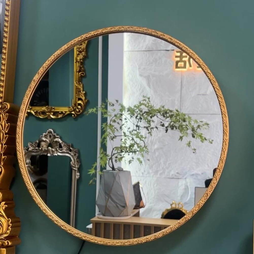 DecHome Specchio Bagno Rotondo Con Cornice Da Parete In Lega Di